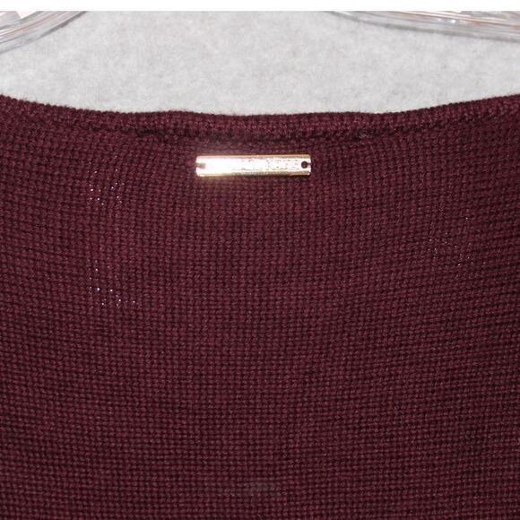 MICHAEL KORS Sweater Sz‎ Large Burgundy Knit Gold Metal Zippers - Picture 8 of 8